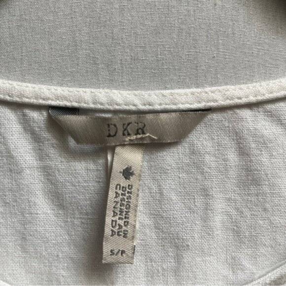 DKR Linen Viscose Relaxed Fit Long sleeveless white top with pockets Sz S - Picture 4 of 8